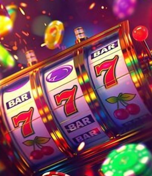 Layar permainan slot penuh warna dengan simbol ikonik dan fitur bonus